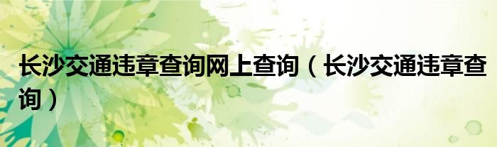 长沙交通违章查询网上查询（长沙交通违章查询） 第1张