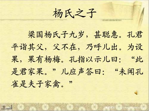 杨氏之子文言文翻译（杨氏之子的译文和道理） 第1张