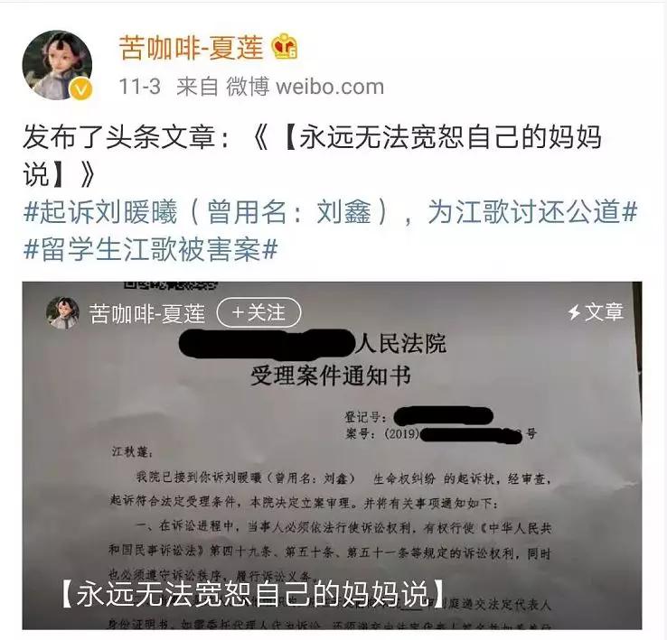 江歌遇害三年，刘鑫改名刘暖曦，成网红大V收入不菲！最新进展来了 第23张