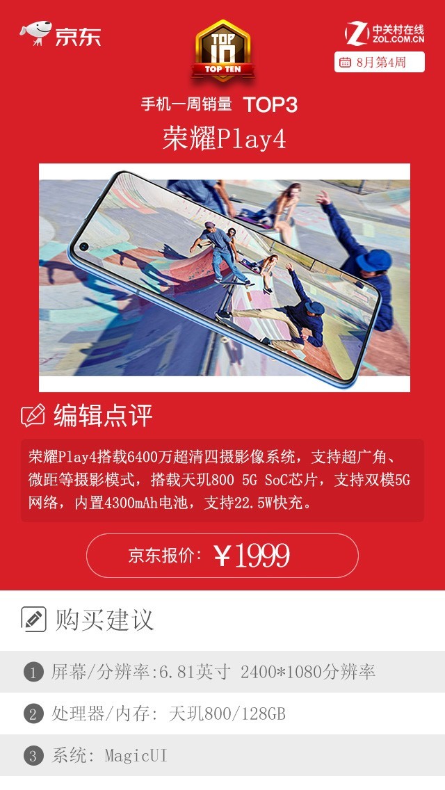 京东一周手机销量榜：TOP10中这一品牌狂揽四席 第15张