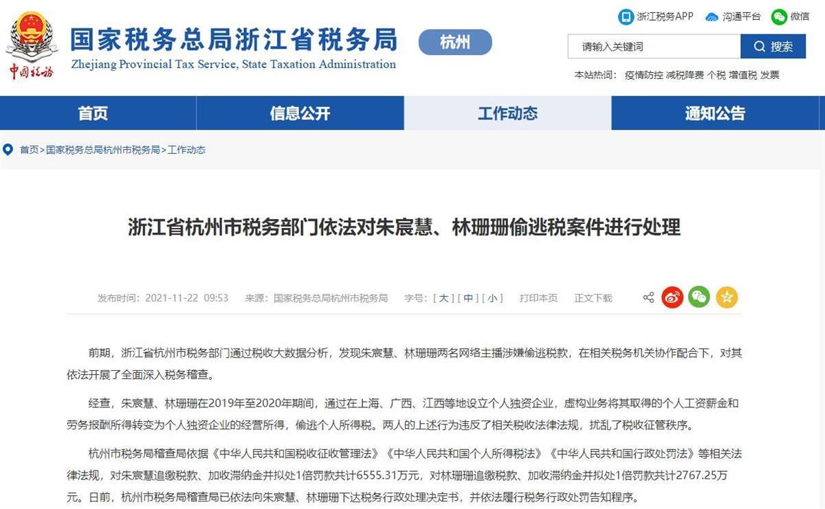 雪梨林珊珊偷逃税被罚9300万，专家：或引发网红“查税潮” 第1张