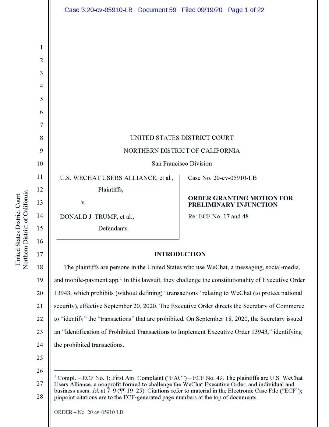 美法院紧急叫停微信禁令，美国用户可继续正常下载和使用微信 第1张