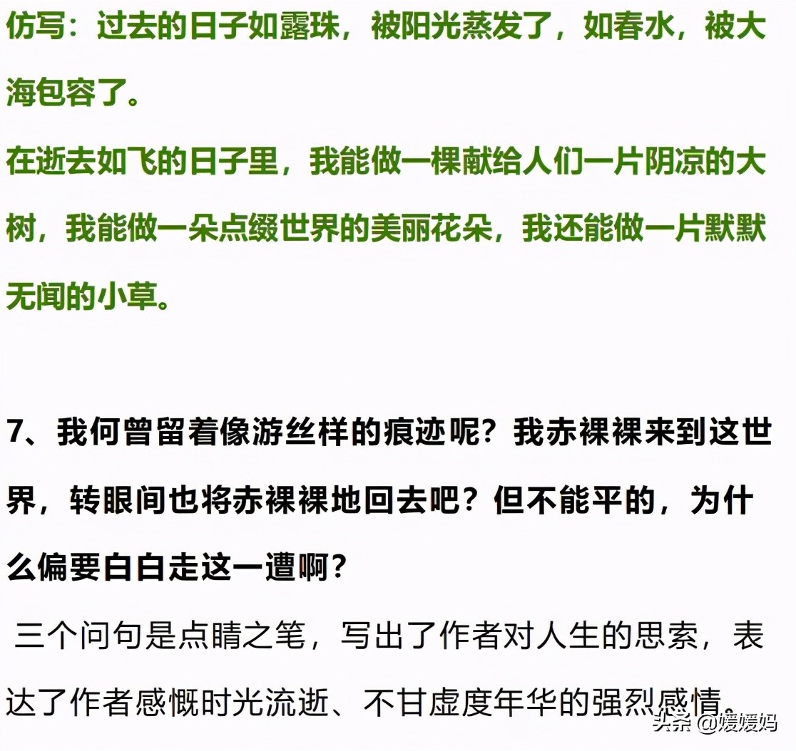 六年级语文课文匆匆原文（匆匆全篇诗意及考题大纲解读） 第15张