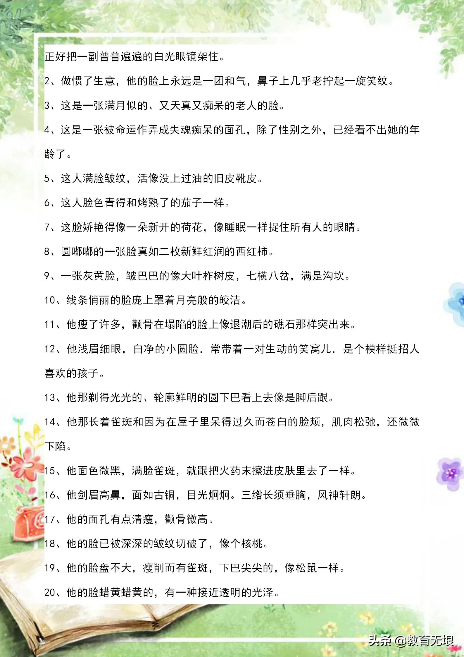 描写人物外貌的句子（有关人物外貌的好句摘抄大全） 第11张