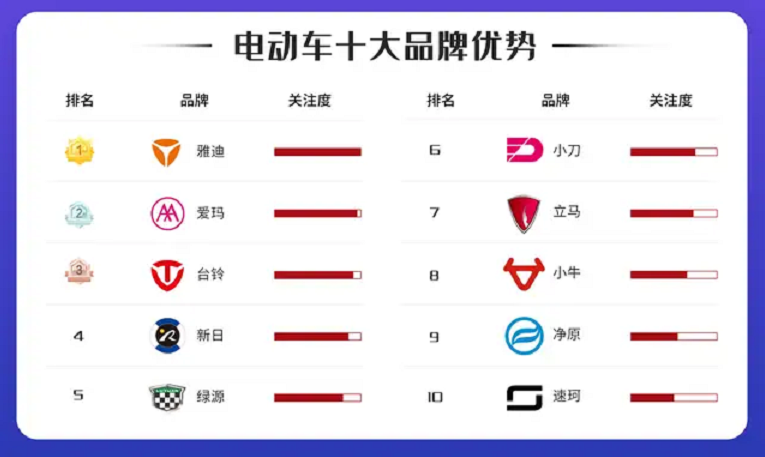 电动车哪个牌子好？这份榜单给你答案 第9张