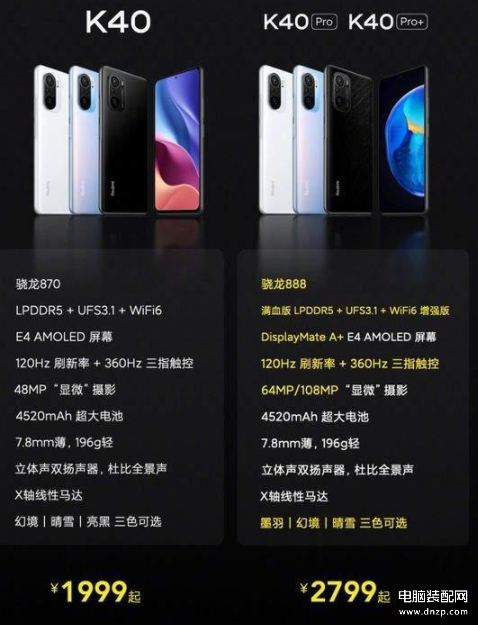 红米k40参数和配置对比（红米k40四种配置参数对比分析） 第3张