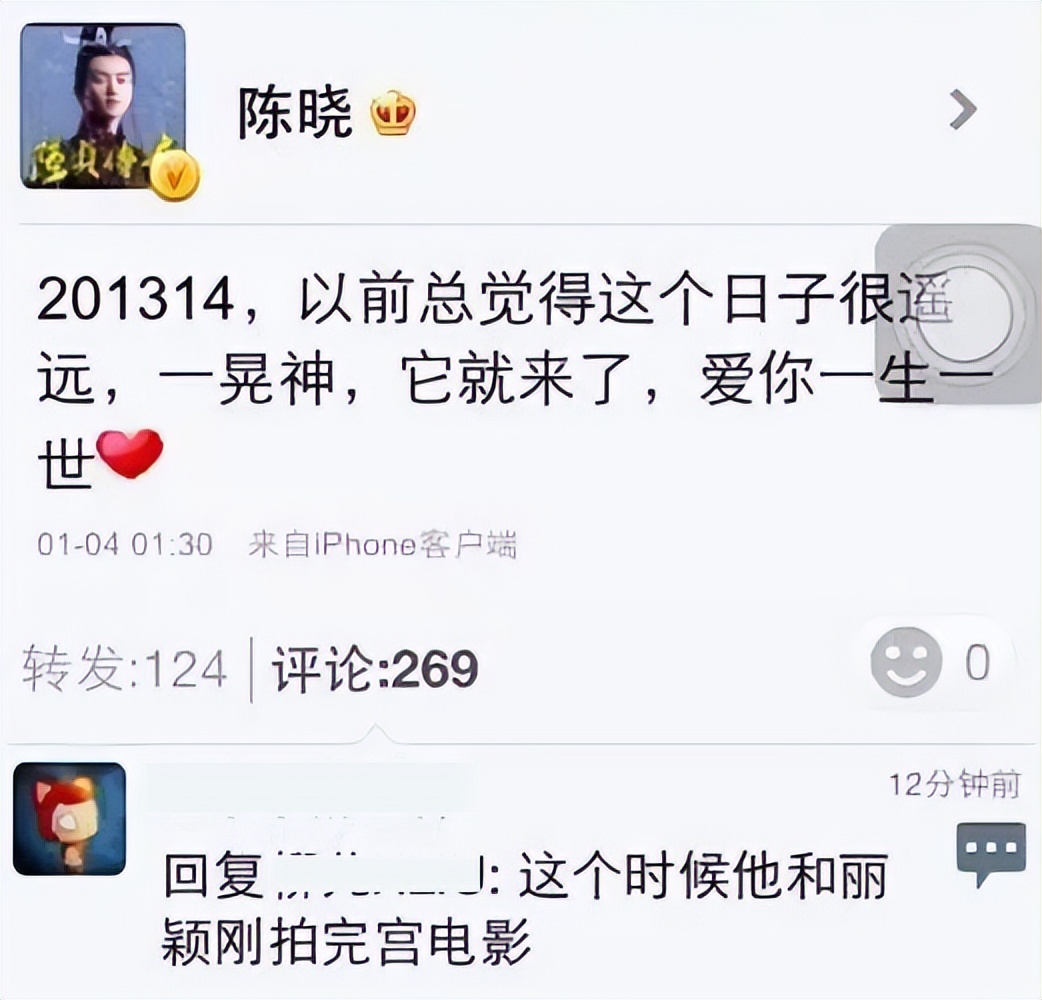 陈晓赵丽颖过往恋情被扒，摸手、表白、穿情侣款，男方却说是炒作 第15张